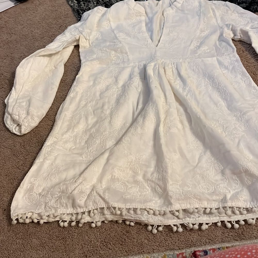Zara peasant dress with‎ Pom Pom M - Picture 6 of 9